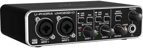 Behringer UMC202HD Audiophile 2x2, 24-Bit/192 kHz USB Audio Interface with Midas Mic Preamplifiers | For Recording Microphones and Instruments : Musical Instruments