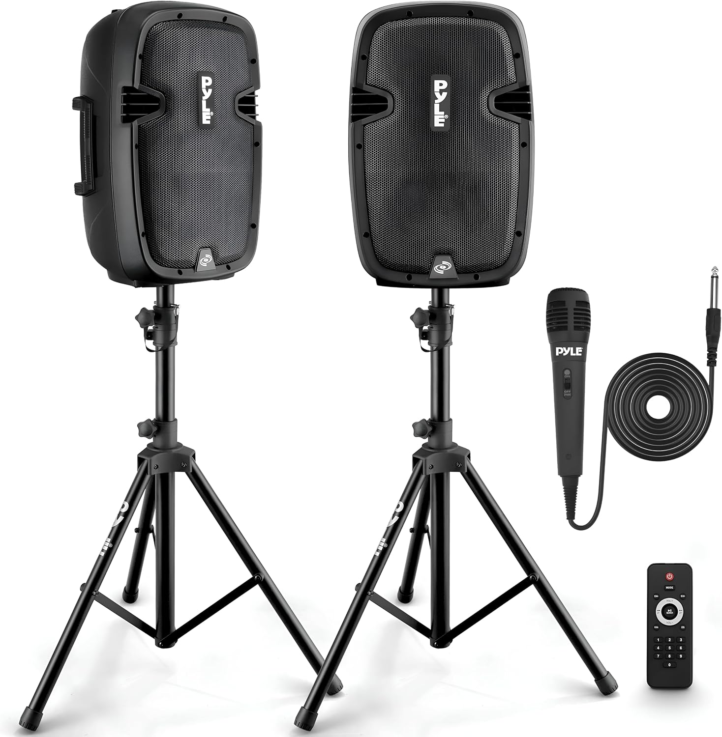 Pyle Active + Passive PA Systems - Dual 8in 700W Speaker with Mic