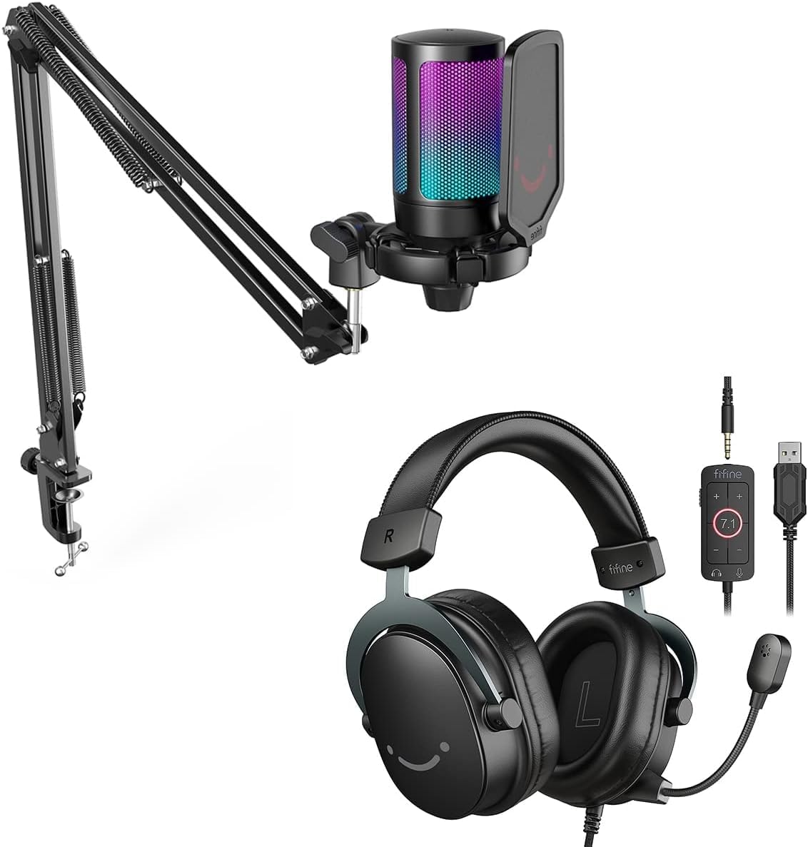 FIFINE Gaming Microphone and Headset Bundle A6T plus H9
